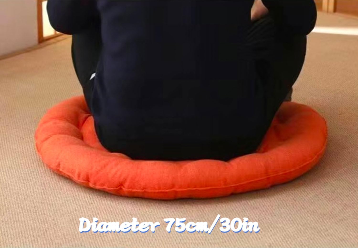 ZUODGGG Large Linen Floor Cushions,Round Futon Pillows Japanese Style Tufted Floor Pillows Meditation Cushions for Seating On Pad for Yoga Sofa Balcony(Size:75x75cm(30x30inch),Color:Beige)