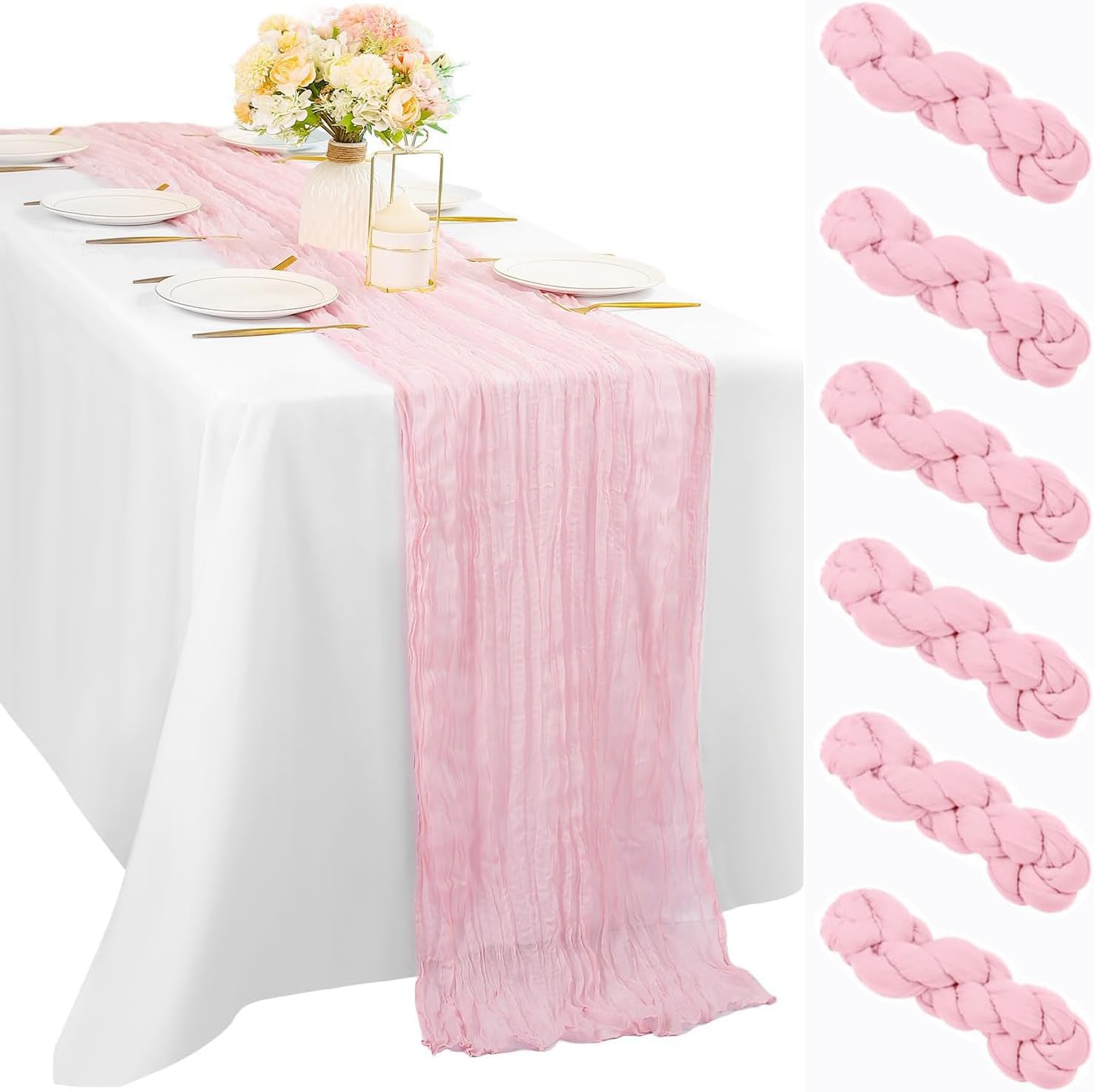 12 Pcs 10FT Sage Green Cheesecloth Table Runner 35 x 120 Inches Long Runner for Tables Gauze Fabric Boho Table Runner Decoration Rustic Sheer Runner for Wedding Baby Shower Birthday Party (Sage Green)