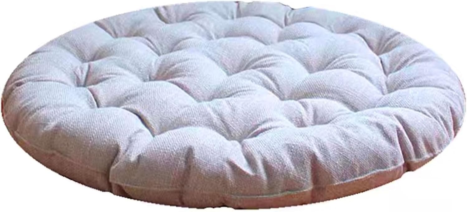 ZUODGGG Large Linen Floor Cushions,Round Futon Pillows Japanese Style Tufted Floor Pillows Meditation Cushions for Seating On Pad for Yoga Sofa Balcony(Size:75x75cm(30x30inch),Color:Beige)