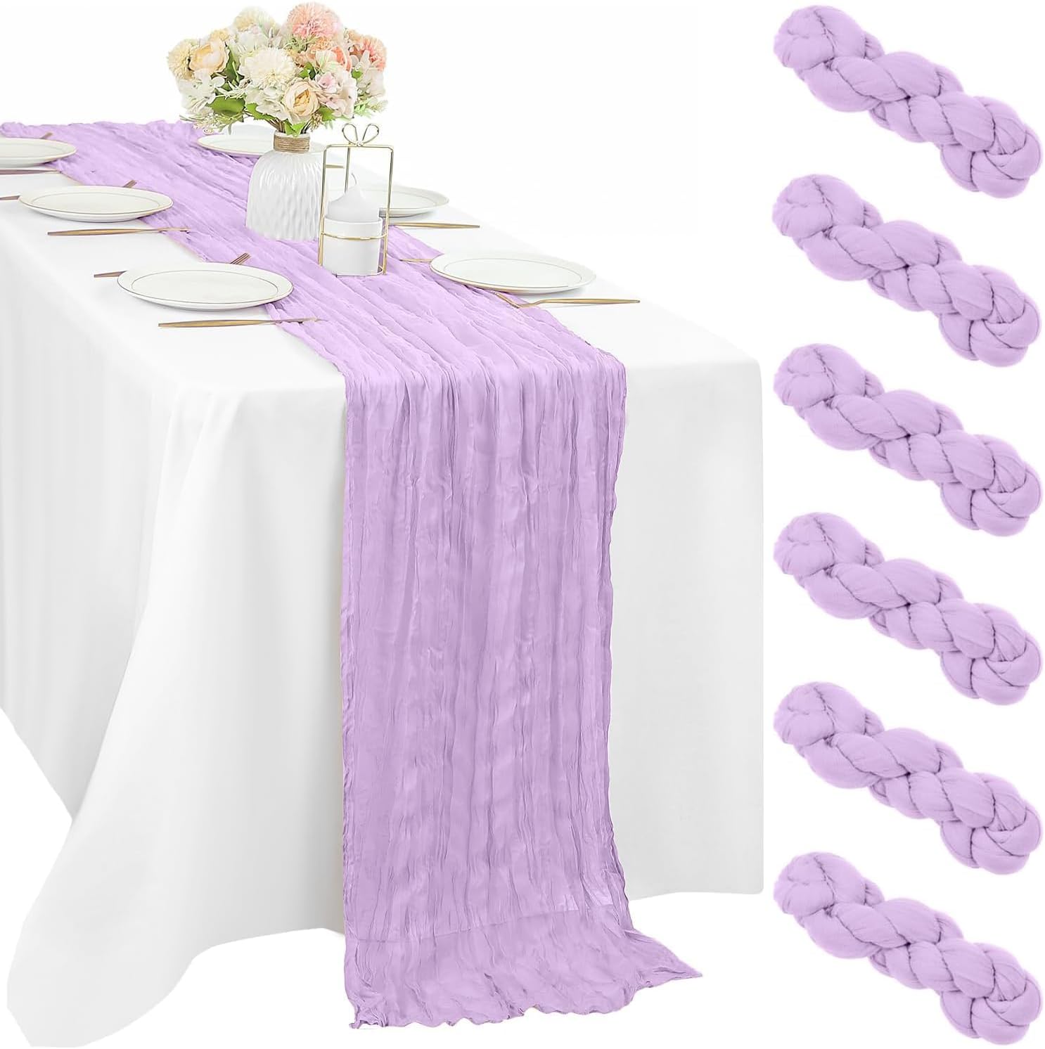 12 Pcs 10FT Sage Green Cheesecloth Table Runner 35 x 120 Inches Long Runner for Tables Gauze Fabric Boho Table Runner Decoration Rustic Sheer Runner for Wedding Baby Shower Birthday Party (Sage Green)