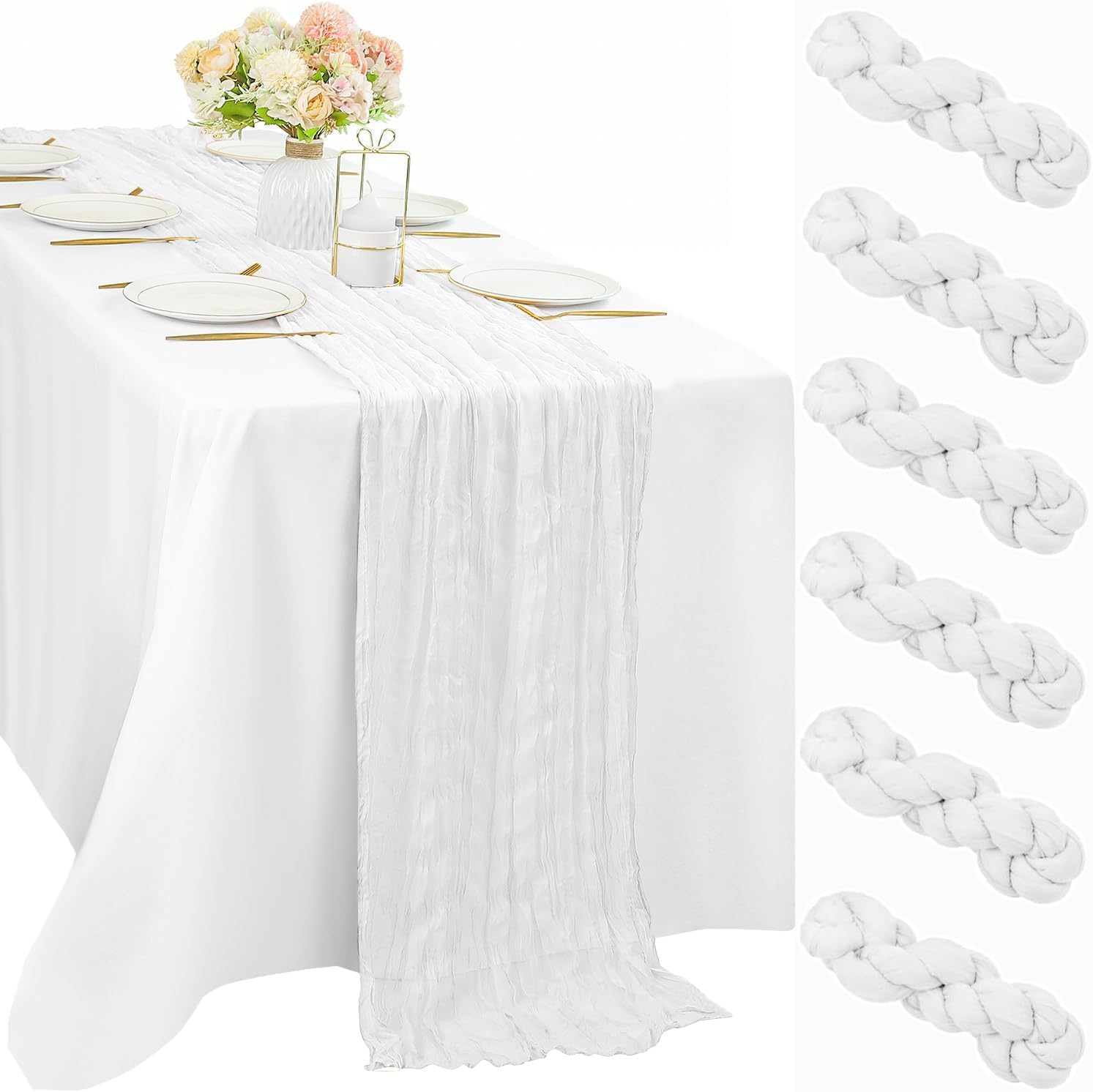 12 Pcs 10FT Sage Green Cheesecloth Table Runner 35 x 120 Inches Long Runner for Tables Gauze Fabric Boho Table Runner Decoration Rustic Sheer Runner for Wedding Baby Shower Birthday Party (Sage Green)