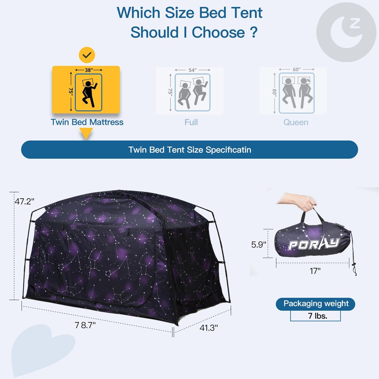 Bed Tent,Portable Privacy Sleeping Bed Canopy,Blackout 90% Drapes for Kids and Adult,Indoor Space Tent with Breathable Large Mesh Windows