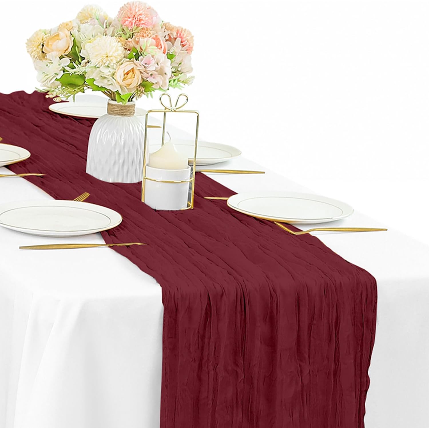 12 Pcs 10FT Sage Green Cheesecloth Table Runner 35 x 120 Inches Long Runner for Tables Gauze Fabric Boho Table Runner Decoration Rustic Sheer Runner for Wedding Baby Shower Birthday Party (Sage Green)