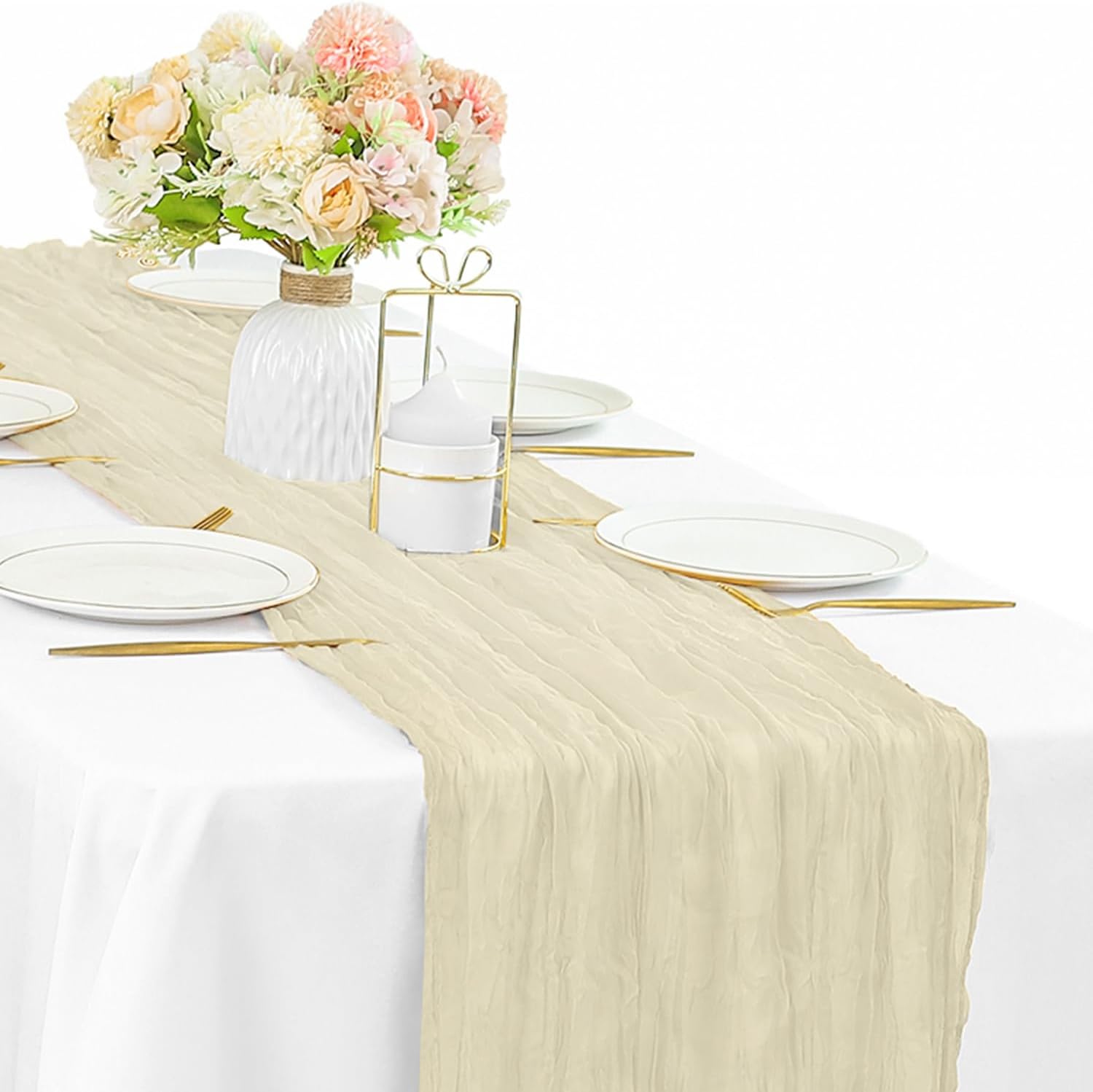 12 Pcs 10FT Sage Green Cheesecloth Table Runner 35 x 120 Inches Long Runner for Tables Gauze Fabric Boho Table Runner Decoration Rustic Sheer Runner for Wedding Baby Shower Birthday Party (Sage Green)