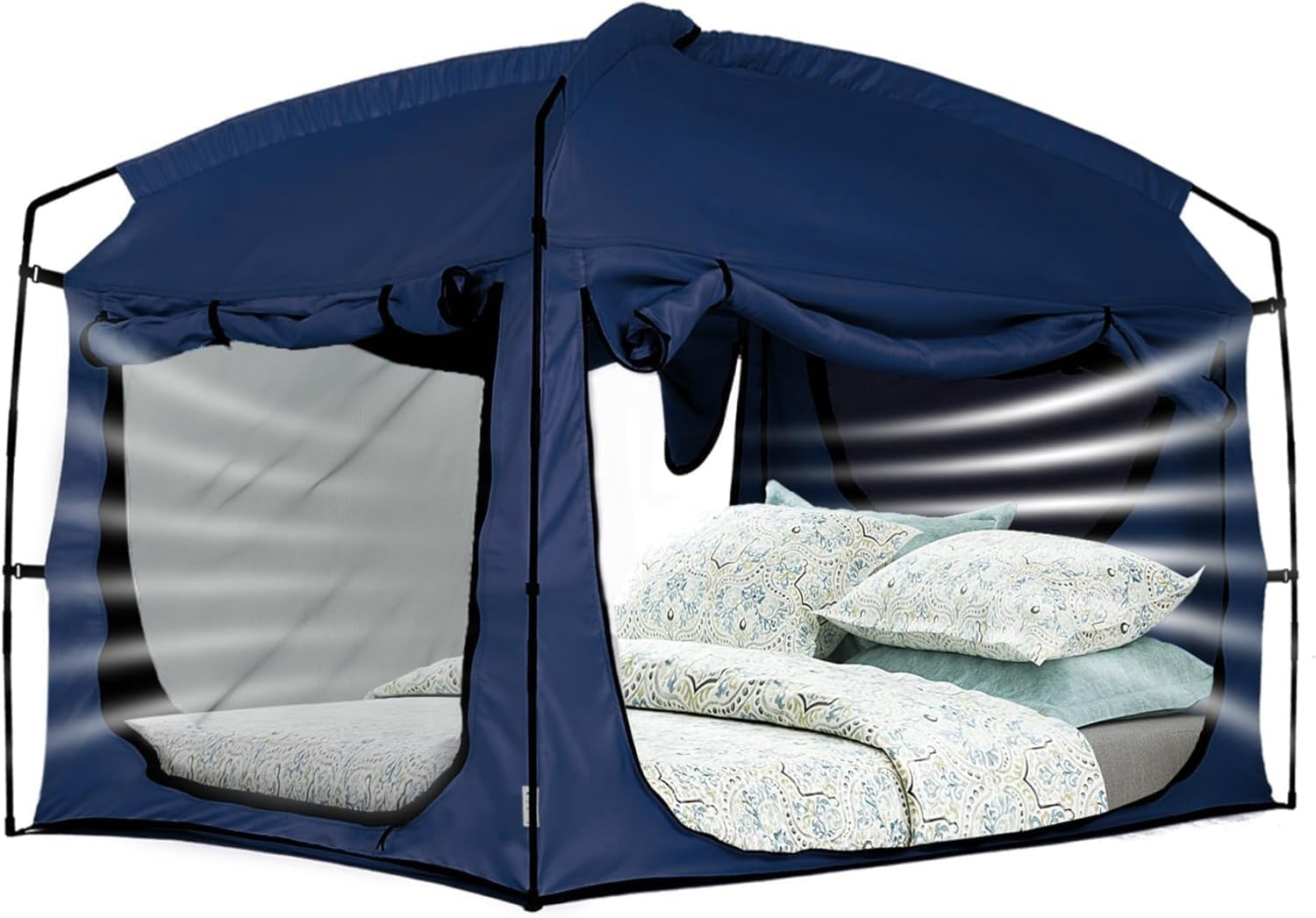 Bed Tent,Portable Privacy Sleeping Bed Canopy,Blackout 90% Drapes for Kids and Adult,Indoor Space Tent with Breathable Large Mesh Windows