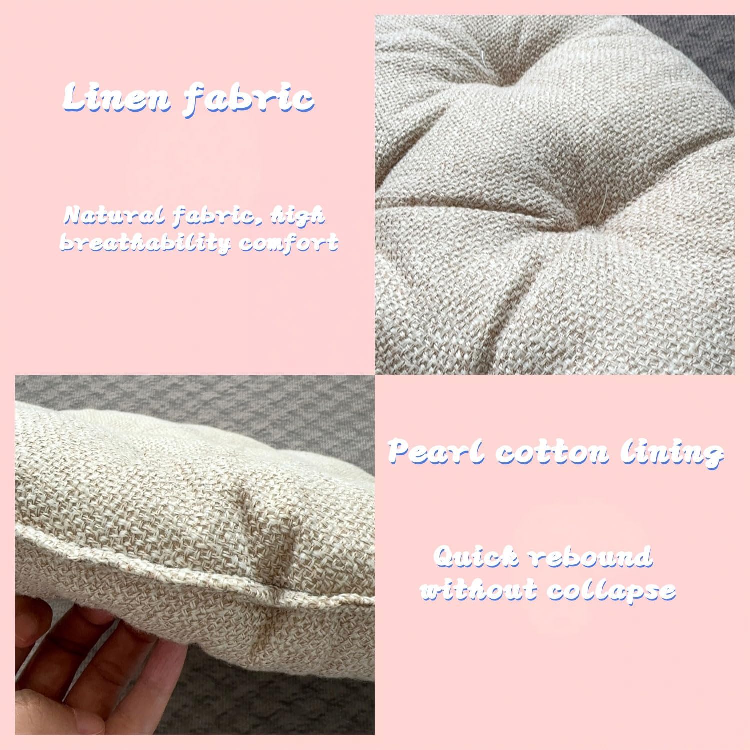 ZUODGGG Large Linen Floor Cushions,Round Futon Pillows Japanese Style Tufted Floor Pillows Meditation Cushions for Seating On Pad for Yoga Sofa Balcony(Size:75x75cm(30x30inch),Color:Beige)