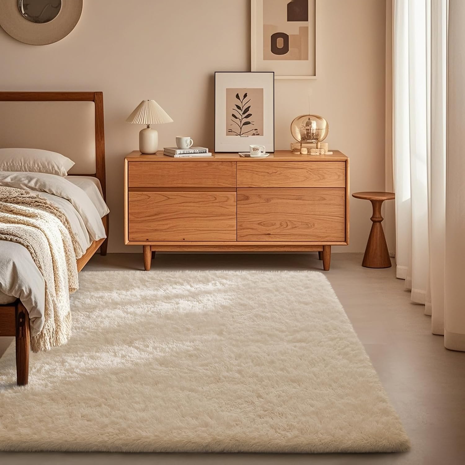 Ophanie Area Rugs 9x12 Living Room, Large Grey Bedroom Carpet, Big Shag Indoor Thick Soft Nursery Rug, Gray Fluffy Carpets for Boy and Girls Room Dorm Home Decor Aesthetic