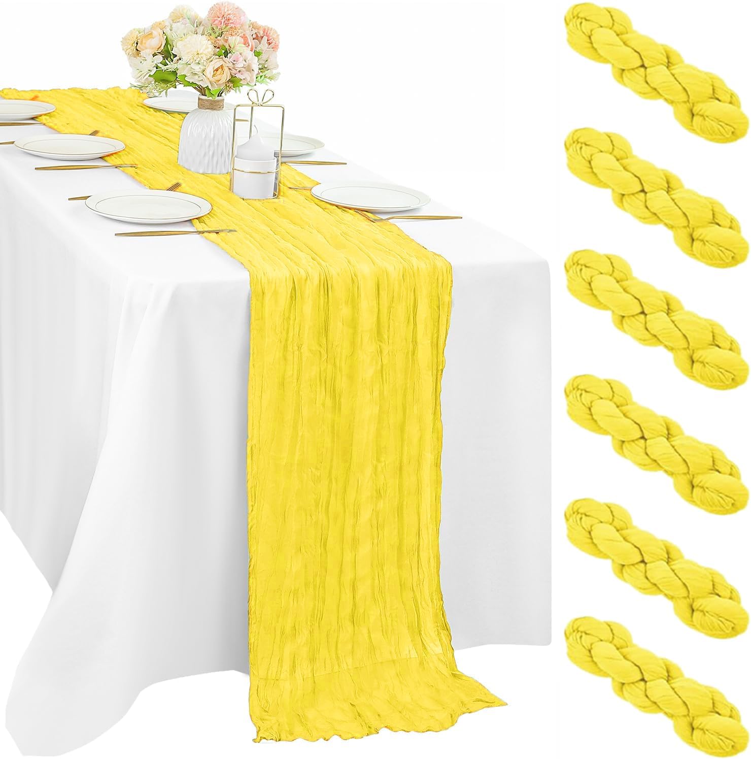 12 Pcs 10FT Sage Green Cheesecloth Table Runner 35 x 120 Inches Long Runner for Tables Gauze Fabric Boho Table Runner Decoration Rustic Sheer Runner for Wedding Baby Shower Birthday Party (Sage Green)