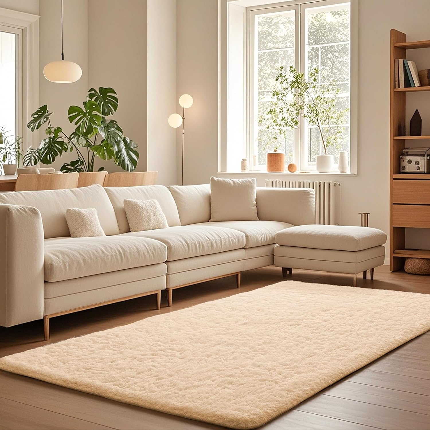 Ophanie Area Rugs 9x12 Living Room, Large Grey Bedroom Carpet, Big Shag Indoor Thick Soft Nursery Rug, Gray Fluffy Carpets for Boy and Girls Room Dorm Home Decor Aesthetic