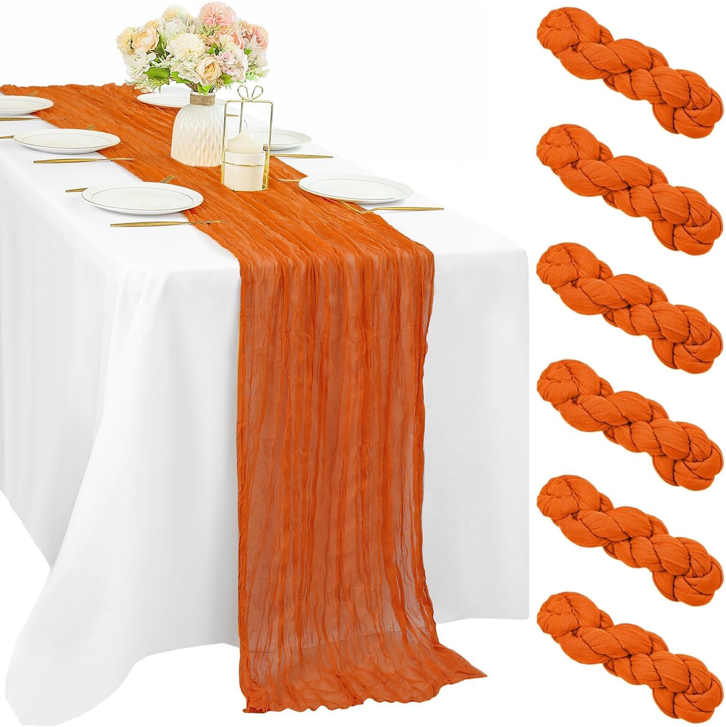 12 Pcs 10FT Sage Green Cheesecloth Table Runner 35 x 120 Inches Long Runner for Tables Gauze Fabric Boho Table Runner Decoration Rustic Sheer Runner for Wedding Baby Shower Birthday Party (Sage Green)