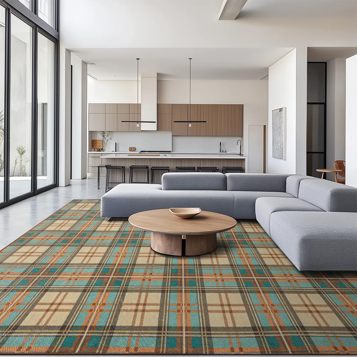 Ruaruarug Area Rug Non Slip Machine Washable Ultra Soft Living Room/Bedroom/Kitchen/Outdoor/Classroom Black Grey, 8'×10'