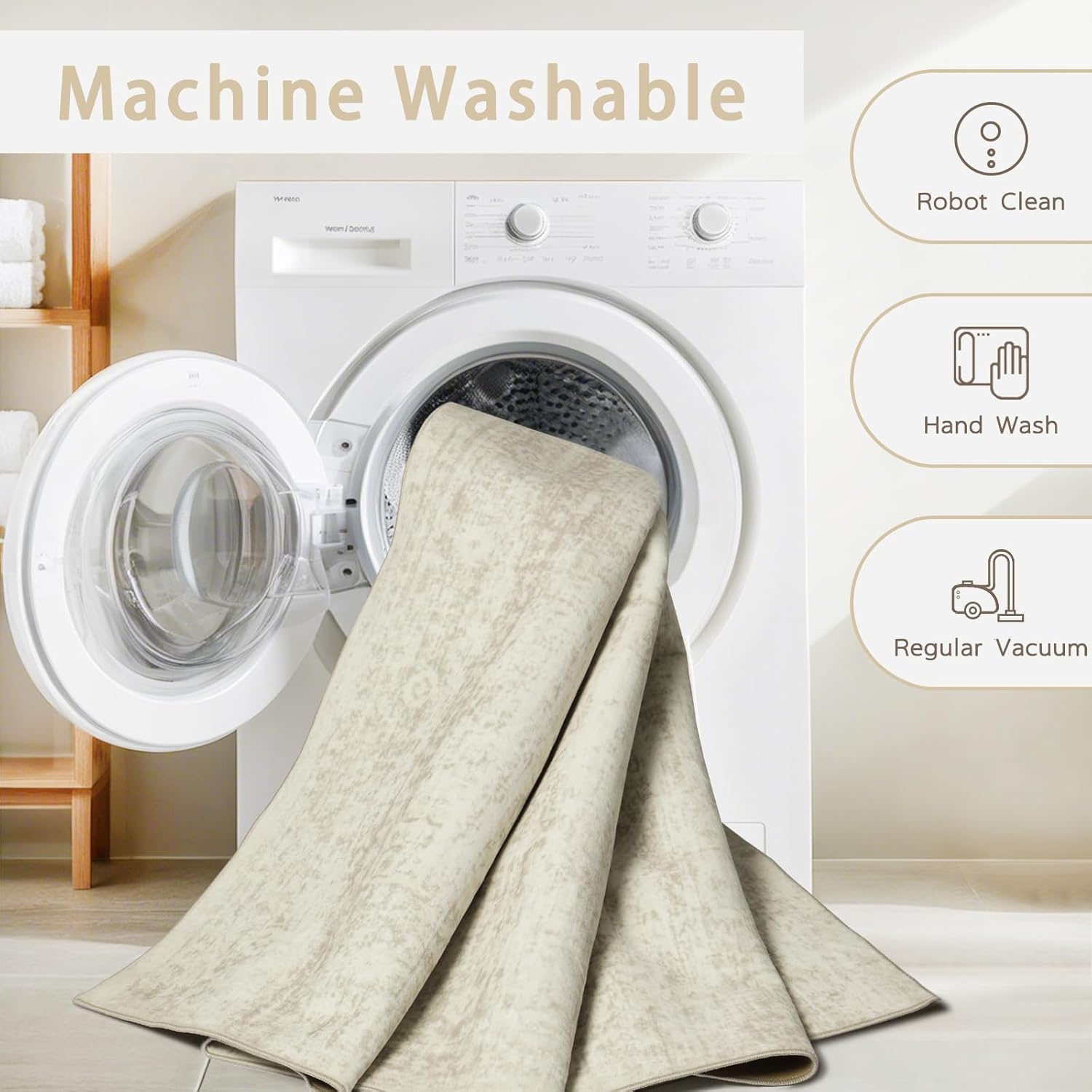 Srugn Washable Rugs 8x10 Area Rugs for Living Room,Ultra Soft Faux Wool Retro Rugs for Bedroom,Dining Room,Non Slip&Non-Shedding Low Pile Vintage Print Rug Indoor Large Carpets for Home Office Decor