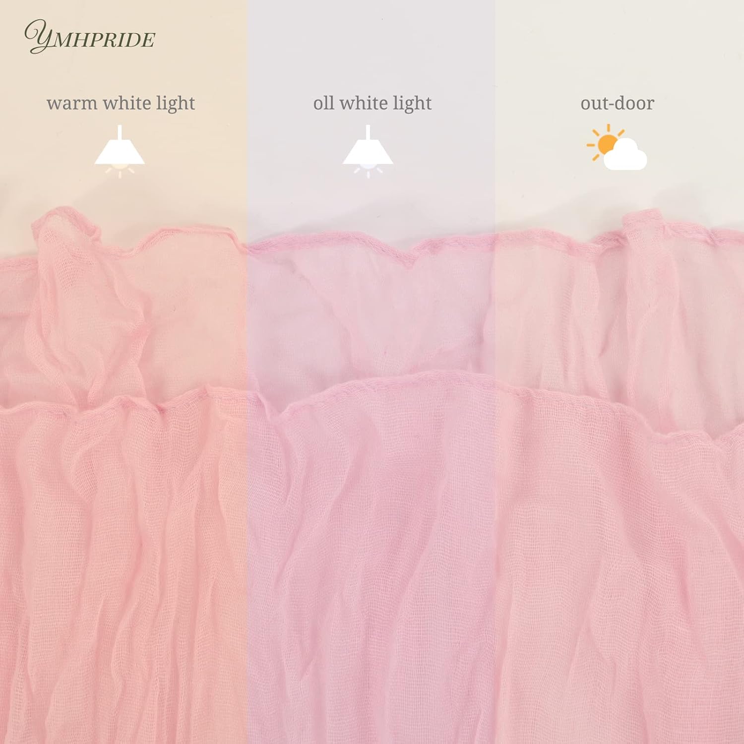 12 Pack Cheesecloth Table Runner 35 x 120 inch Long Boho Cheese Cloth Gauze Table Runners Semi Sheer Table Runner for Wedding Decor, Bridal Shower, Birthday Party (Light Pink)