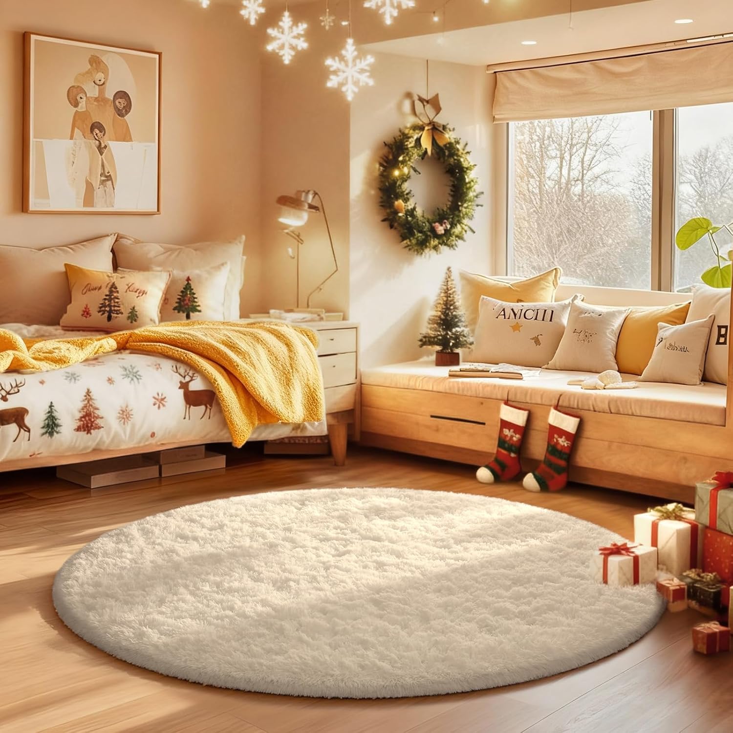 Ophanie Area Rugs 9x12 Living Room, Large Grey Bedroom Carpet, Big Shag Indoor Thick Soft Nursery Rug, Gray Fluffy Carpets for Boy and Girls Room Dorm Home Decor Aesthetic