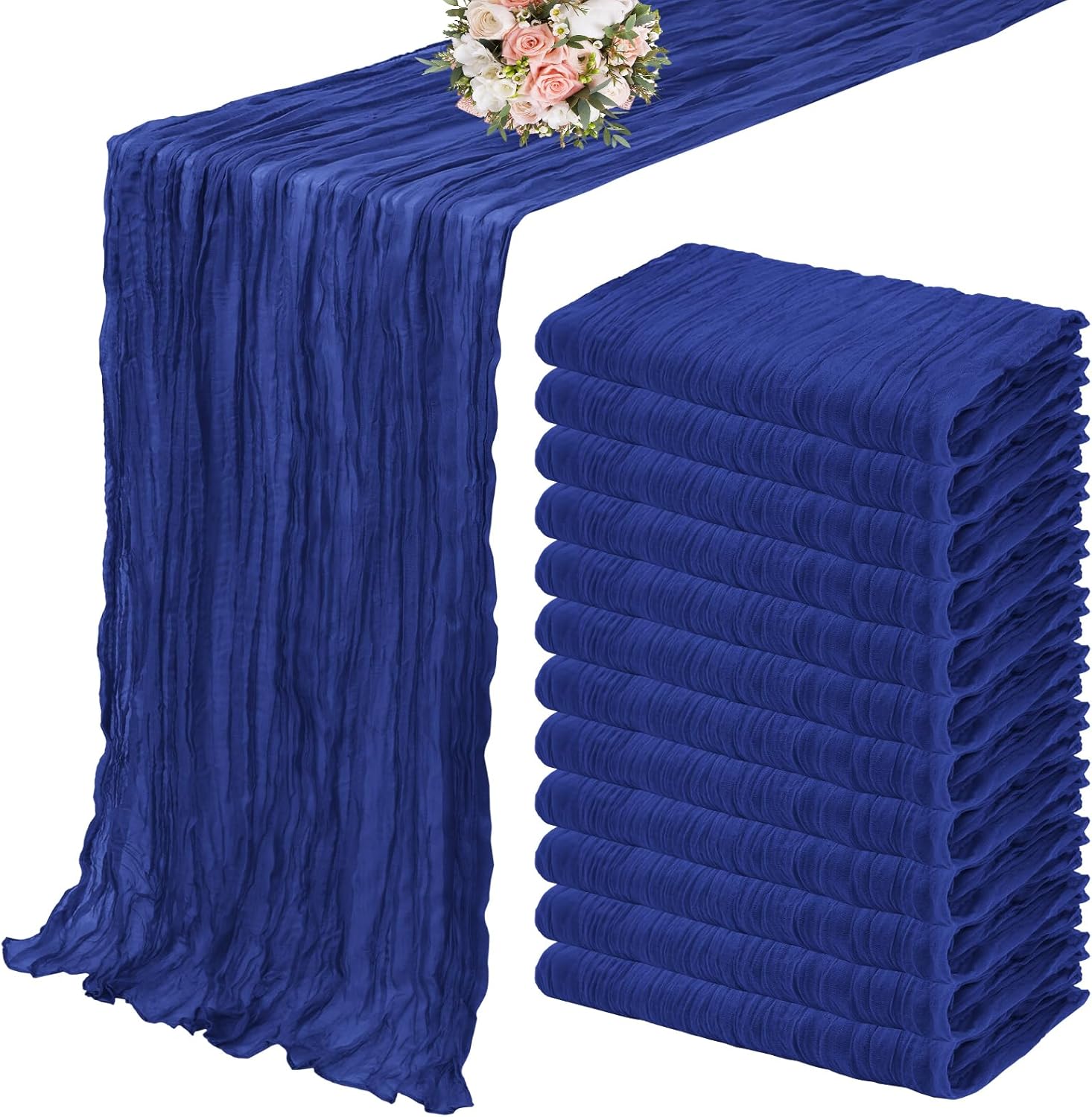 12 Pack Cheesecloth Table Runner 35 x 120 inch Long Boho Cheese Cloth Gauze Table Runners Semi Sheer Table Runner for Wedding Decor, Bridal Shower, Birthday Party (Light Pink)