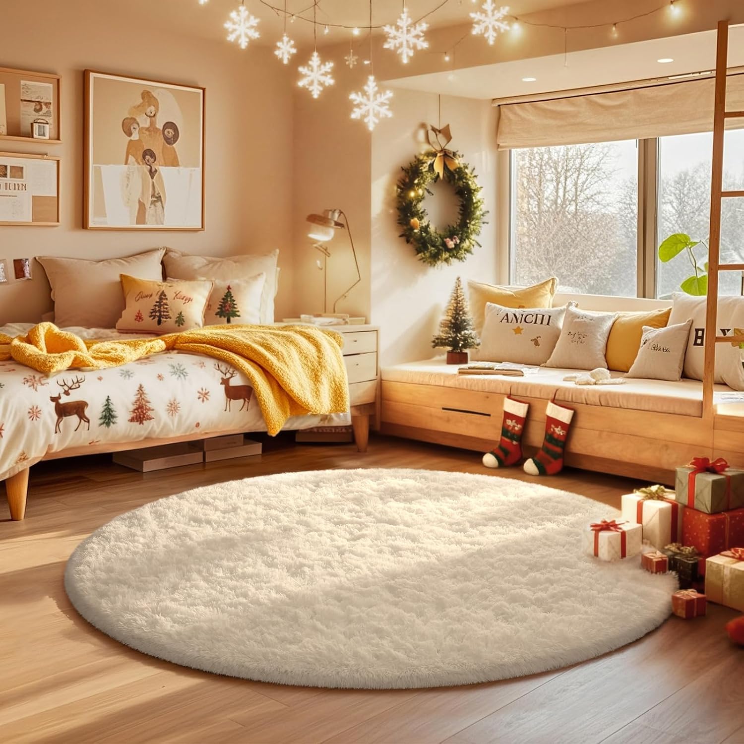 Ophanie Area Rugs 9x12 Living Room, Large Grey Bedroom Carpet, Big Shag Indoor Thick Soft Nursery Rug, Gray Fluffy Carpets for Boy and Girls Room Dorm Home Decor Aesthetic