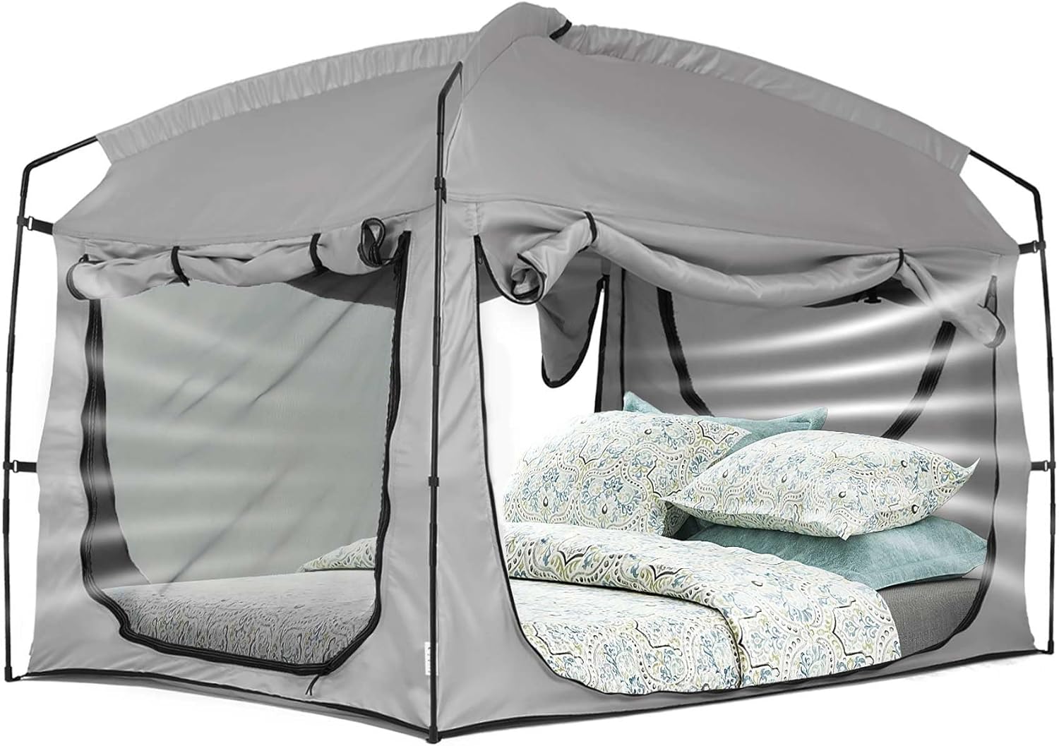 Bed Tent,Portable Privacy Sleeping Bed Canopy,Blackout 90% Drapes for Kids and Adult,Indoor Space Tent with Breathable Large Mesh Windows