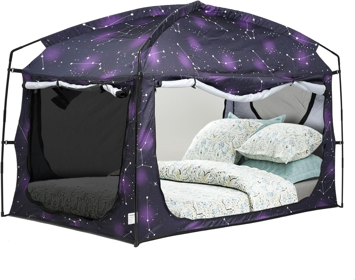 Bed Tent,Portable Privacy Sleeping Bed Canopy,Blackout 90% Drapes for Kids and Adult,Indoor Space Tent with Breathable Large Mesh Windows