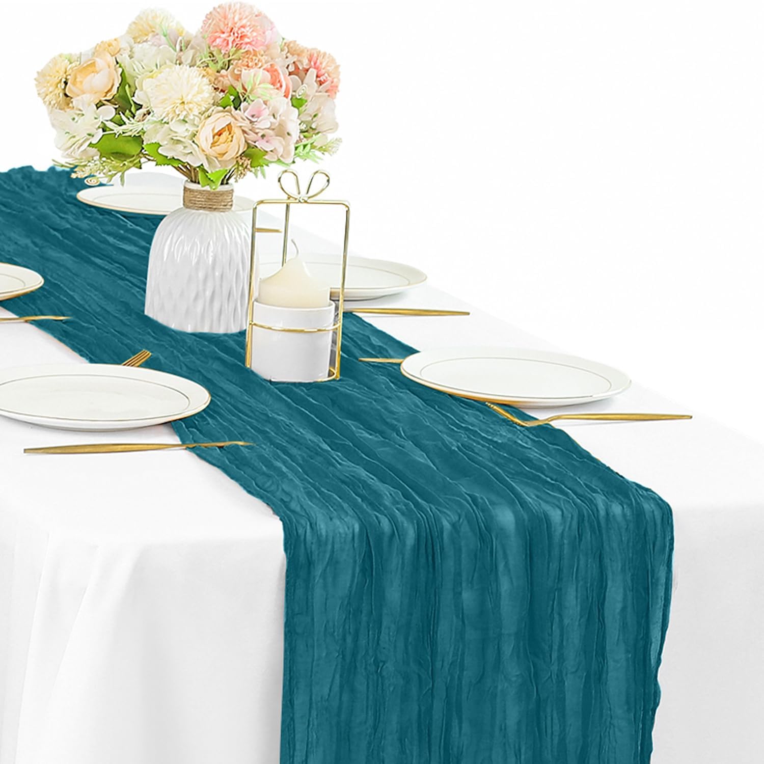 12 Pcs 10FT Sage Green Cheesecloth Table Runner 35 x 120 Inches Long Runner for Tables Gauze Fabric Boho Table Runner Decoration Rustic Sheer Runner for Wedding Baby Shower Birthday Party (Sage Green)