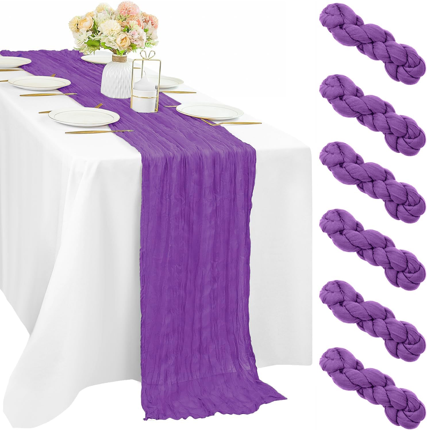 12 Pcs 10FT Sage Green Cheesecloth Table Runner 35 x 120 Inches Long Runner for Tables Gauze Fabric Boho Table Runner Decoration Rustic Sheer Runner for Wedding Baby Shower Birthday Party (Sage Green)