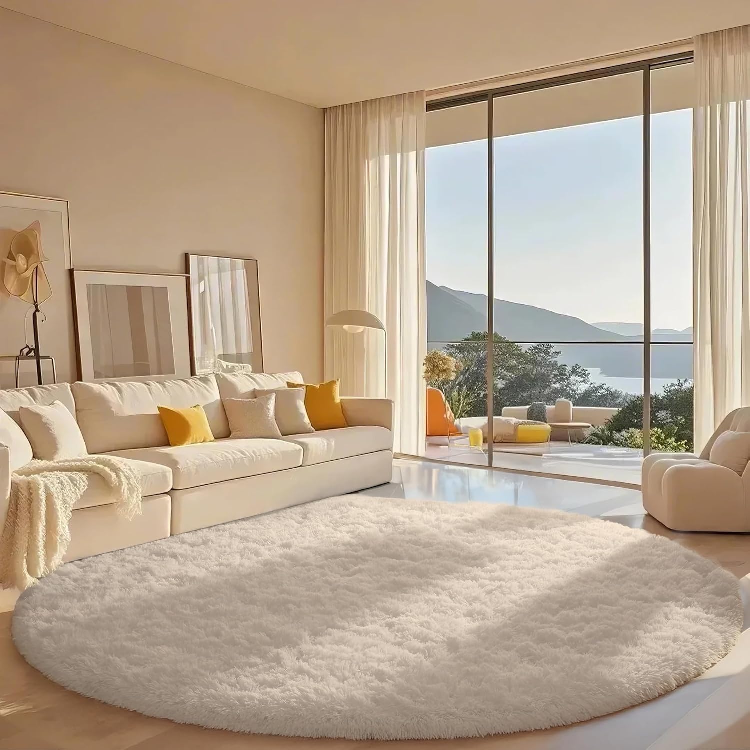 Ophanie Area Rugs 9x12 Living Room, Large Grey Bedroom Carpet, Big Shag Indoor Thick Soft Nursery Rug, Gray Fluffy Carpets for Boy and Girls Room Dorm Home Decor Aesthetic