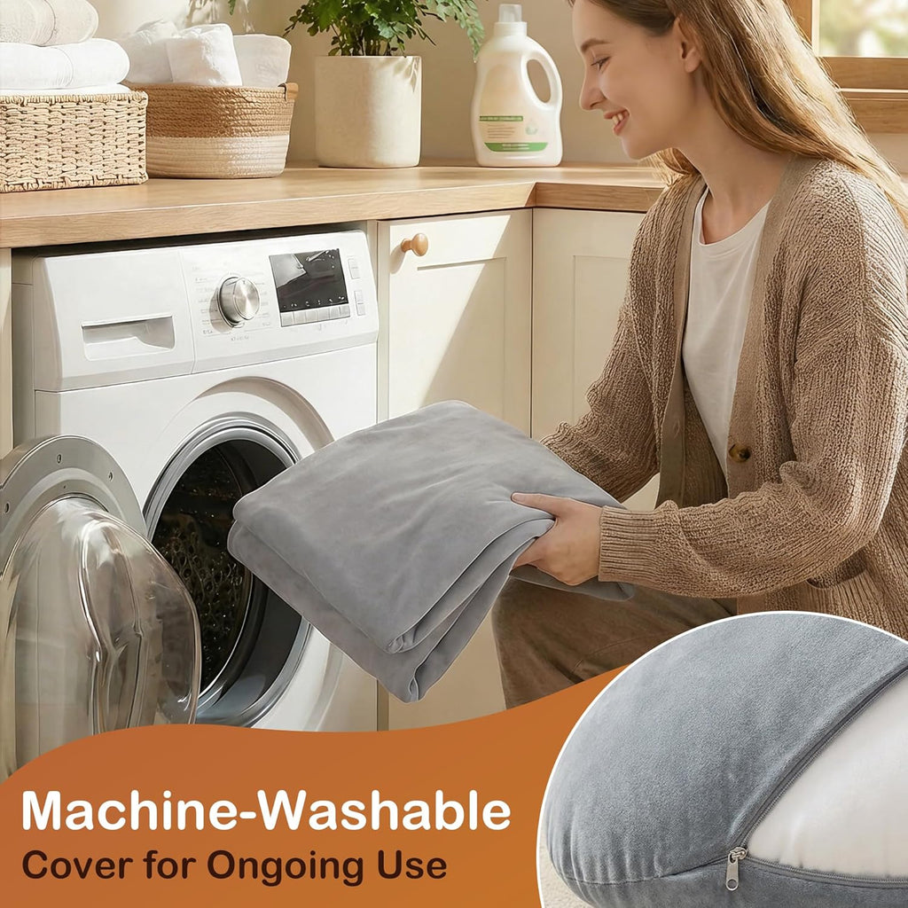 Codi Large Meditation Cushions – Round Floor Pillows for Adults with Removable Washable Cover, Soft and Supportive Floor Cushion for Yoga, Seating and Dog Bed, 32 inch - Grey