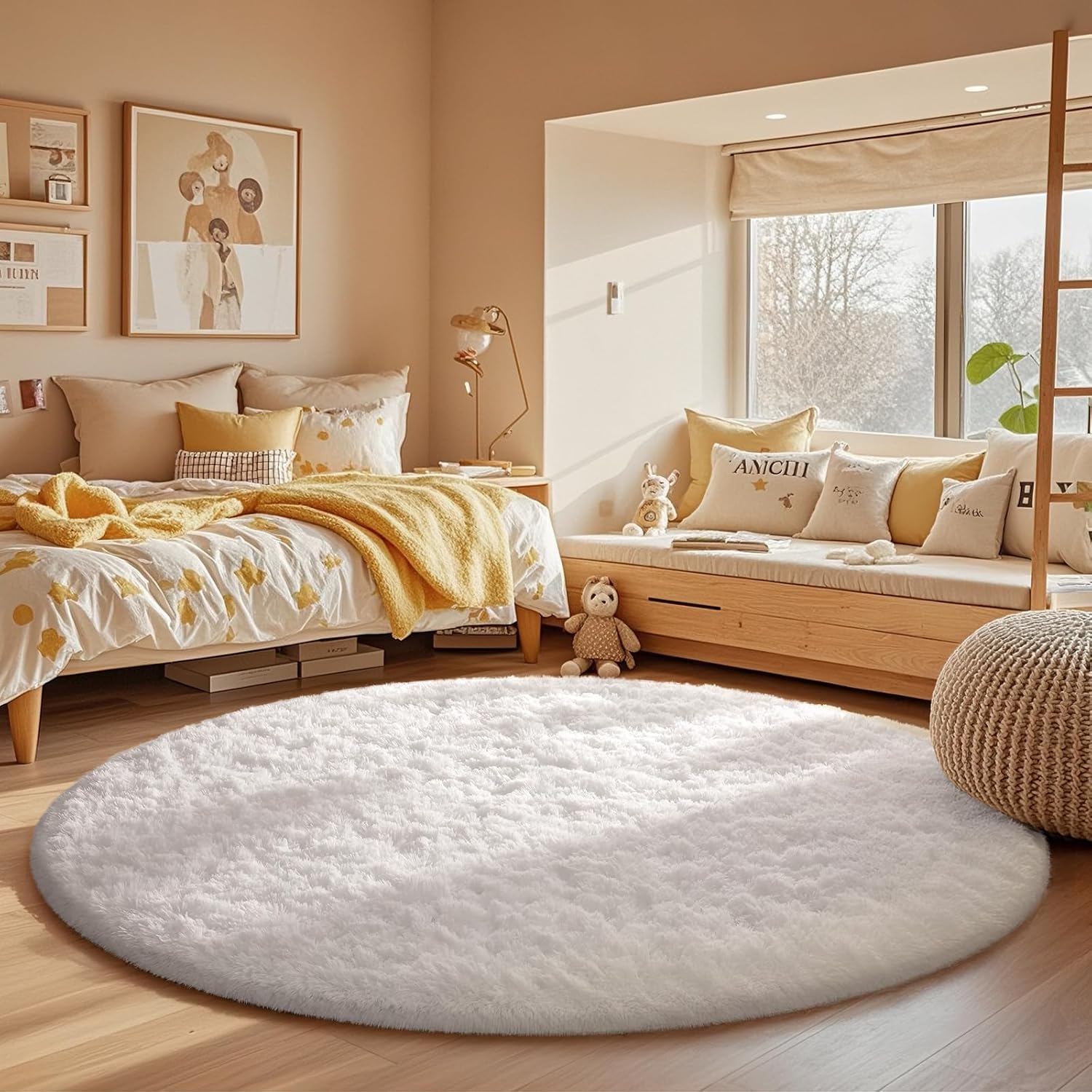 Ophanie Area Rugs 9x12 Living Room, Large Grey Bedroom Carpet, Big Shag Indoor Thick Soft Nursery Rug, Gray Fluffy Carpets for Boy and Girls Room Dorm Home Decor Aesthetic