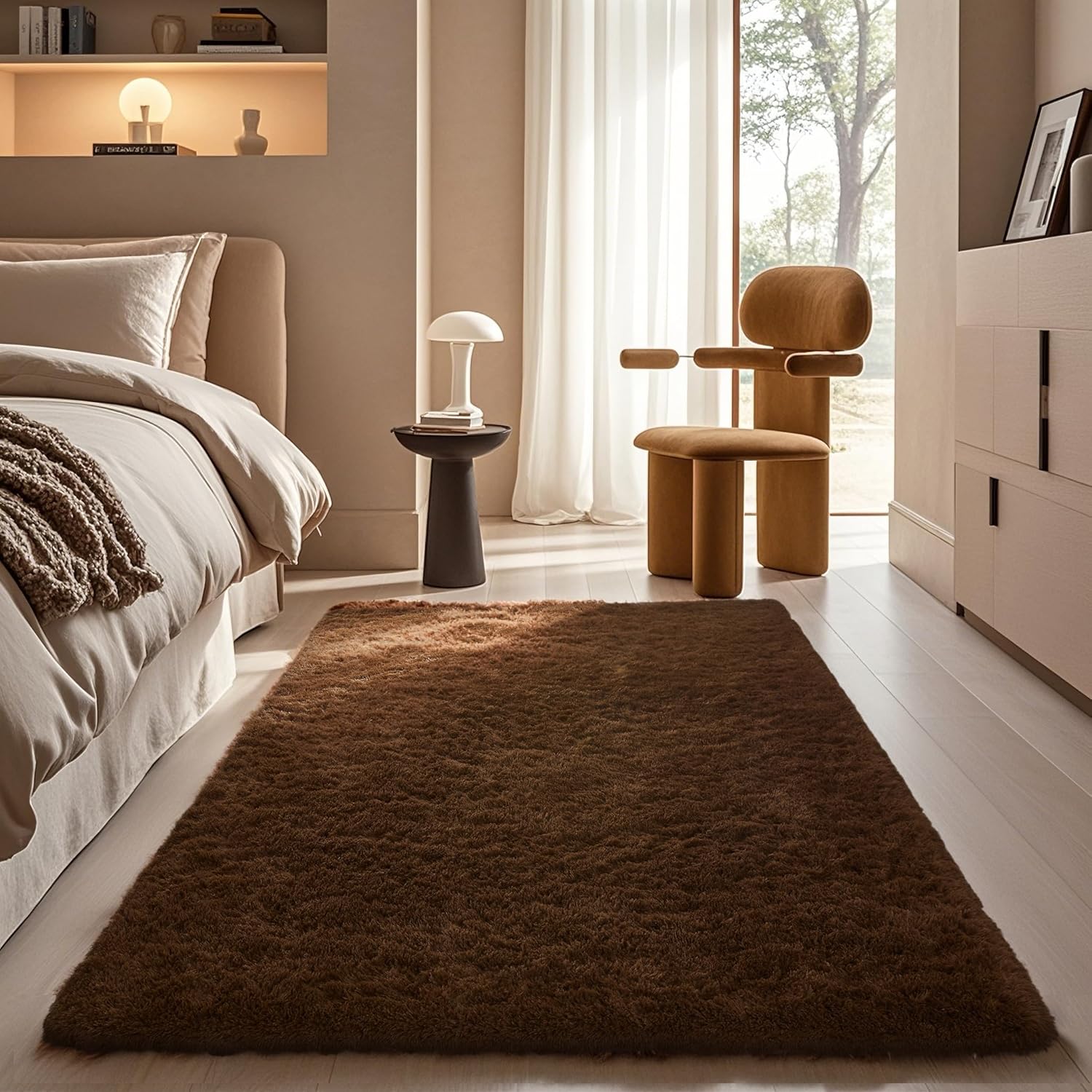 Ophanie Area Rugs 9x12 Living Room, Large Grey Bedroom Carpet, Big Shag Indoor Thick Soft Nursery Rug, Gray Fluffy Carpets for Boy and Girls Room Dorm Home Decor Aesthetic