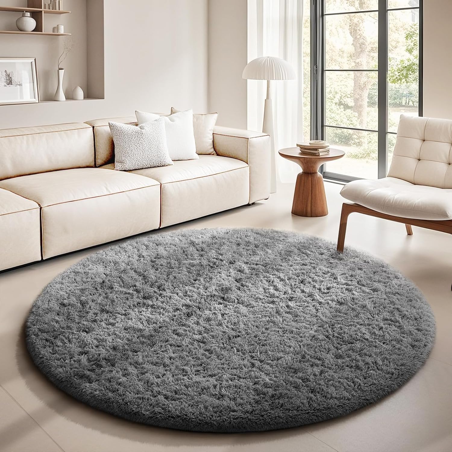 Ophanie Area Rugs 9x12 Living Room, Large Grey Bedroom Carpet, Big Shag Indoor Thick Soft Nursery Rug, Gray Fluffy Carpets for Boy and Girls Room Dorm Home Decor Aesthetic