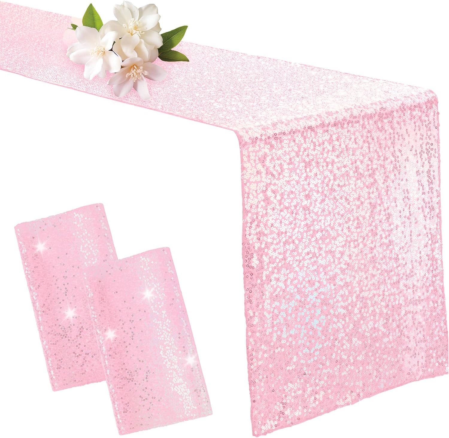 Aormenzy 12 Pack Silver Sequin Table Runner 12" x 72", Glitter Sparkle Sequin Runners for Birthday Party Wedding Banquet & Baby Shower, Party Table Decorations Supplies