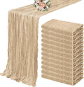 12 Pack Cheesecloth Table Runner 35 x 120 inch Long Boho Cheese Cloth Gauze Table Runners Semi Sheer Table Runner for Wedding Decor, Bridal Shower, Birthday Party (Light Pink)