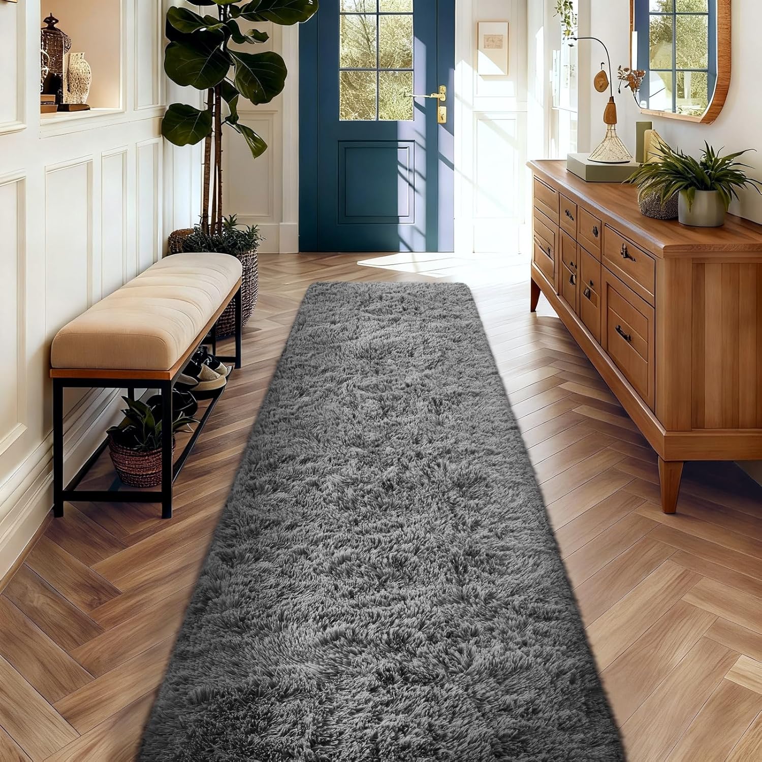 Ophanie Area Rugs 9x12 Living Room, Large Grey Bedroom Carpet, Big Shag Indoor Thick Soft Nursery Rug, Gray Fluffy Carpets for Boy and Girls Room Dorm Home Decor Aesthetic