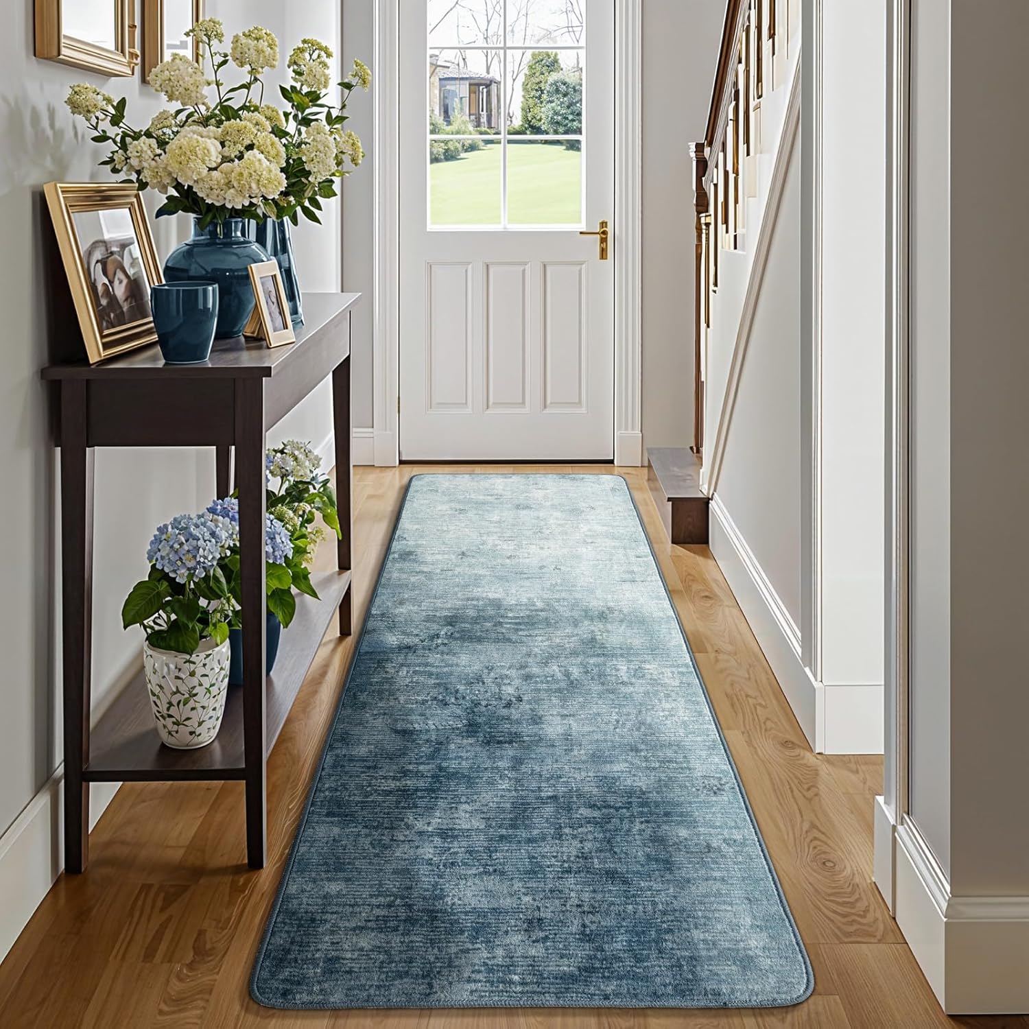 LIANLAM Washable Rug 8x10 Area Rugs for Living Room - Stain Resistant Non-Slip Backing Boho Rug for Bedroom,Durable & Ultra-Thin Vintage Large Area Rug(8x10,Black)