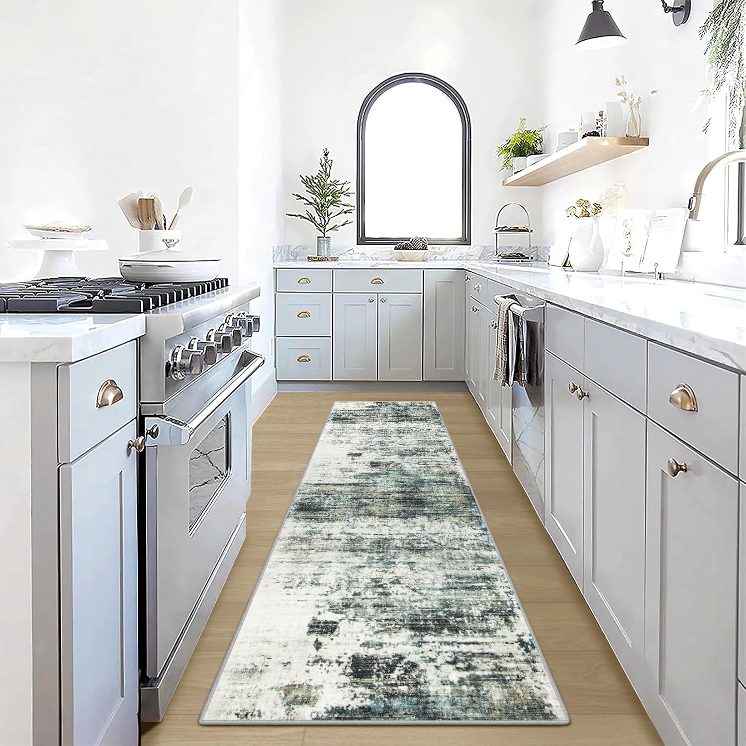 8x10 Area Rugs Washable Rug: Large Modern Abstract Living Room Rug Soft Anti-Skid Thin Carpet Indoor Floor Non-Shedding Carpets for Bedroom Dining Farmhouse Nursery Home Office Black Grey Gold