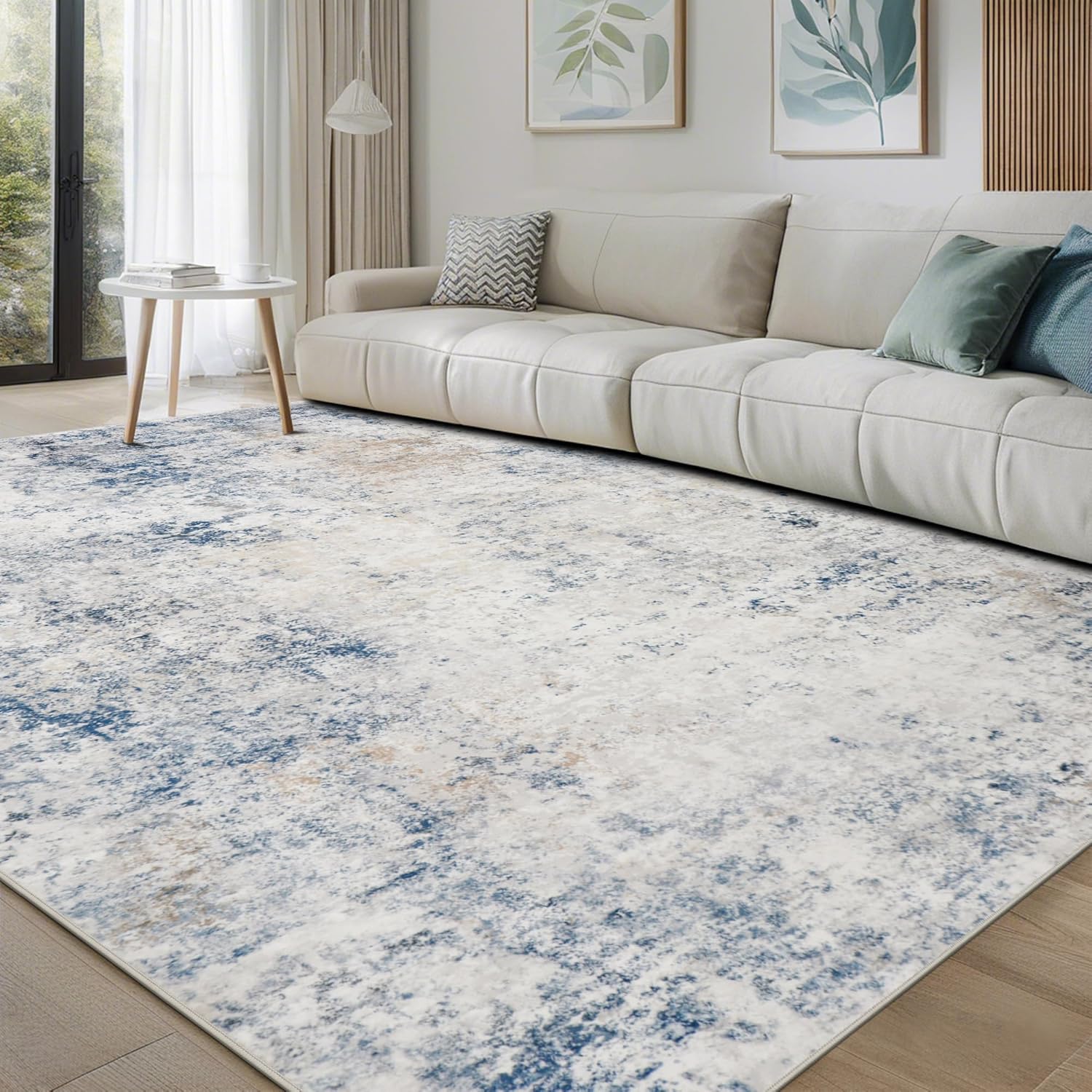 Srugn Washable Rugs 8x10 Area Rugs for Living Room,Ultra Soft Faux Wool Retro Rugs for Bedroom,Dining Room,Non Slip&Non-Shedding Low Pile Vintage Print Rug Indoor Large Carpets for Home Office Decor