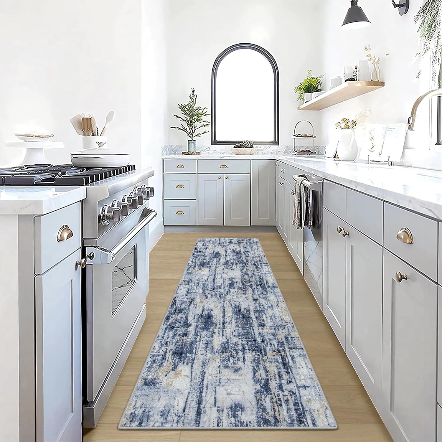 8x10 Area Rugs Washable Rug: Large Modern Abstract Living Room Rug Soft Anti-Skid Thin Carpet Indoor Floor Non-Shedding Carpets for Bedroom Dining Farmhouse Nursery Home Office Black Grey Gold