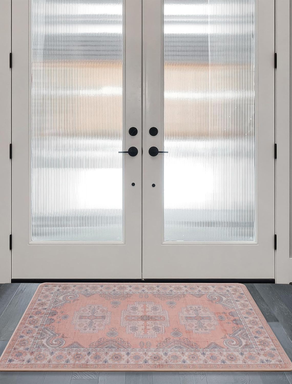 Srugn Washable Rugs 8x10 Area Rugs for Living Room,Ultra Soft Faux Wool Retro Rugs for Bedroom,Dining Room,Non Slip&Non-Shedding Low Pile Vintage Print Rug Indoor Large Carpets for Home Office Decor