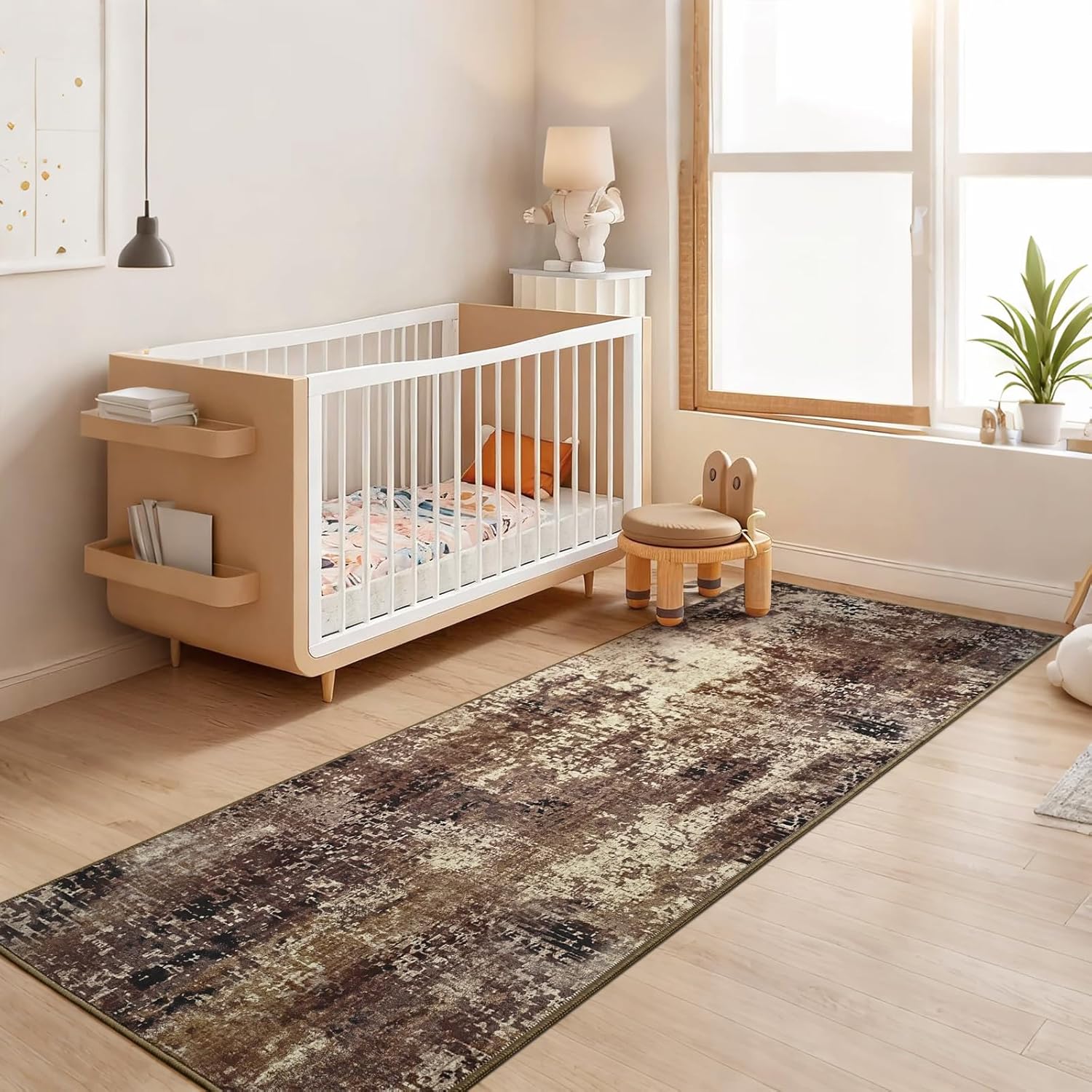 Living Room Rug 8x10 Gray Area Rugs Machine Washable Abstract Boho Large Rug Non-Slip Non-Shedding Faux Wool Indoor Vintage Carpet for Bedroom, Classroom, Dining Room, Kids Playroom