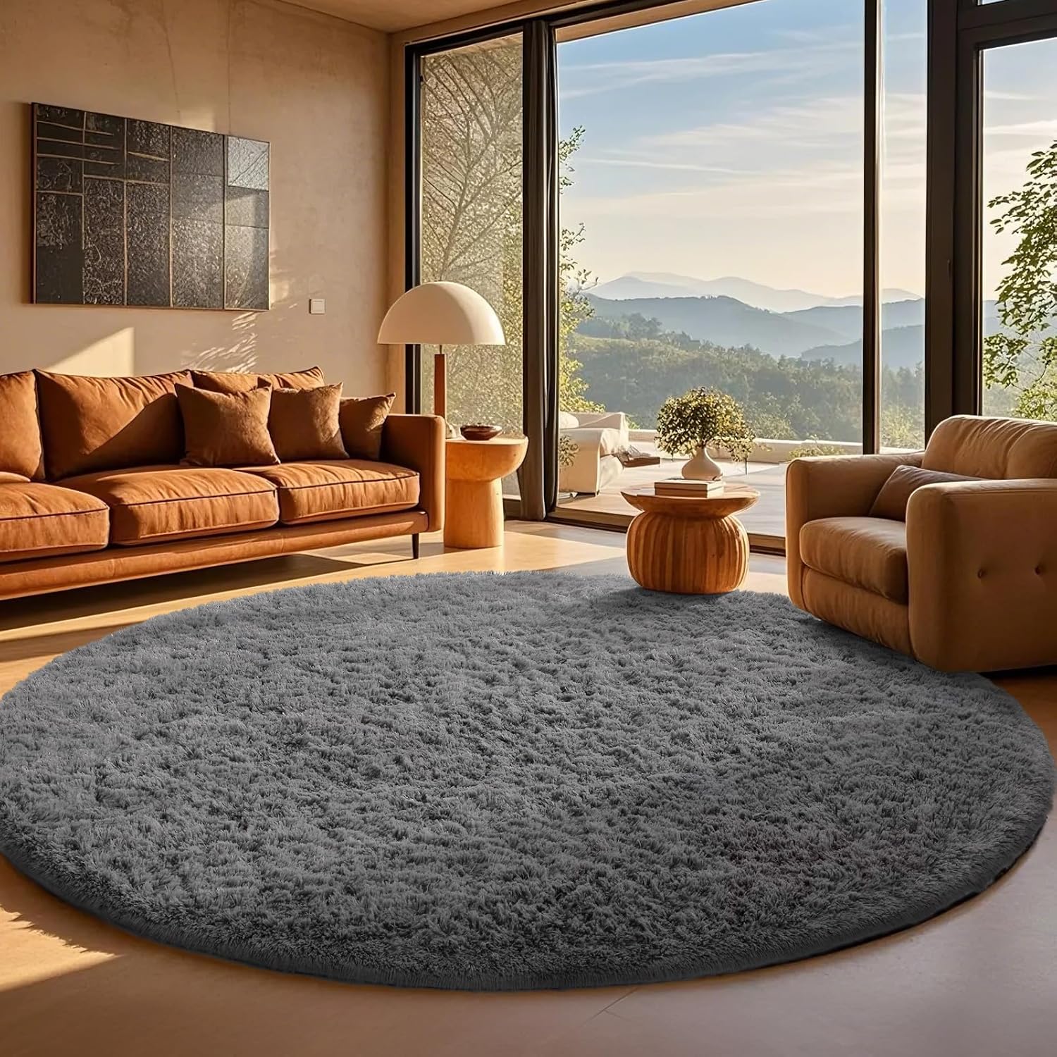 Ophanie Area Rugs 9x12 Living Room, Large Grey Bedroom Carpet, Big Shag Indoor Thick Soft Nursery Rug, Gray Fluffy Carpets for Boy and Girls Room Dorm Home Decor Aesthetic