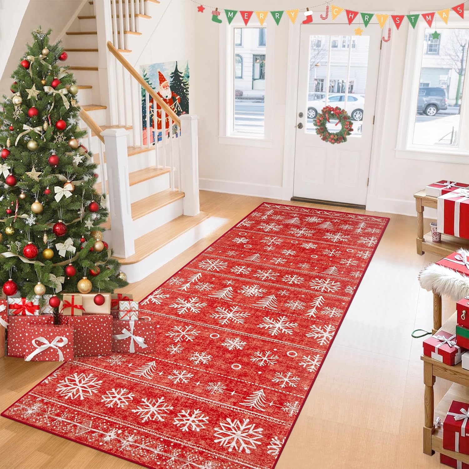 XLUEZ Area Rug 9x12 Living Room Rug, Machine Washable Vintage Distressed Medallion Rug Non-Slip Soft Low Pile Large Indoor Rugs for Bedroom Kitchen Dining Room Office(Beige,9'x12')