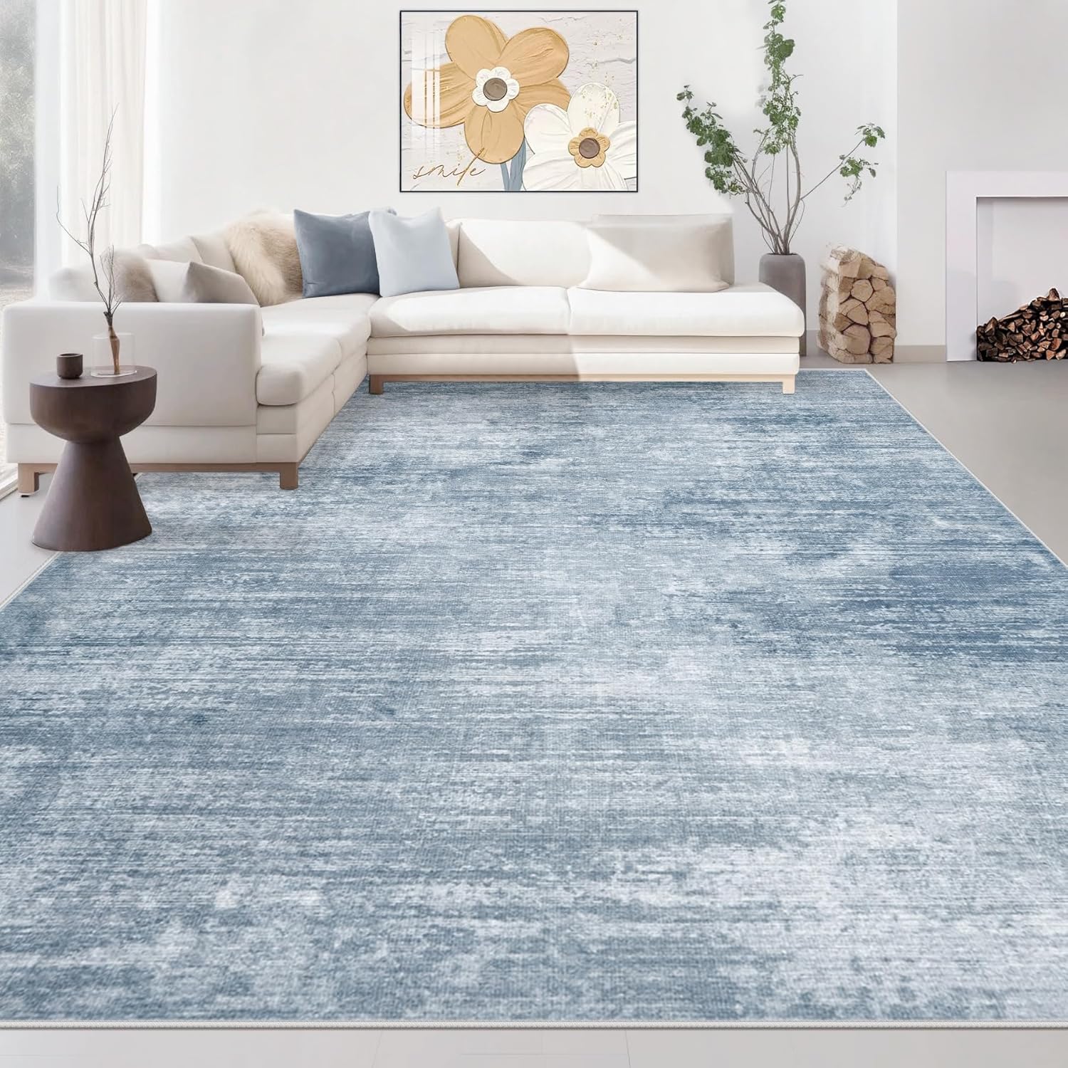 Area Rugs 8x10 Living Room: Washable Rug Modern Abstract Large Rugs Soft Non Slip Neutral Rug Stain Resistant Indoor Carpet for Bedroom Kitchen Dining Room Table Nursery Home Office Rugs(Beige,8'x10')