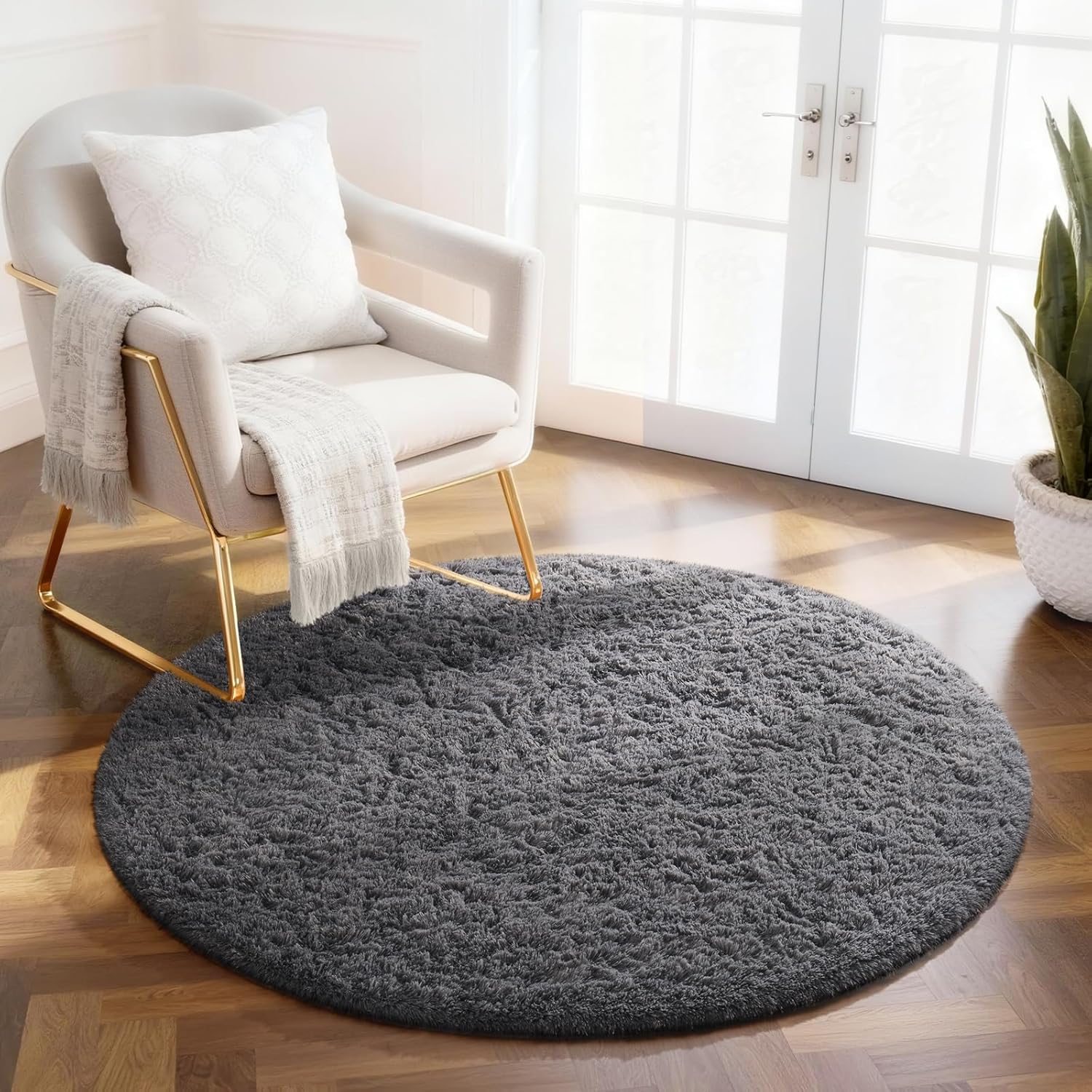 Ophanie Area Rugs 9x12 Living Room, Large Grey Bedroom Carpet, Big Shag Indoor Thick Soft Nursery Rug, Gray Fluffy Carpets for Boy and Girls Room Dorm Home Decor Aesthetic