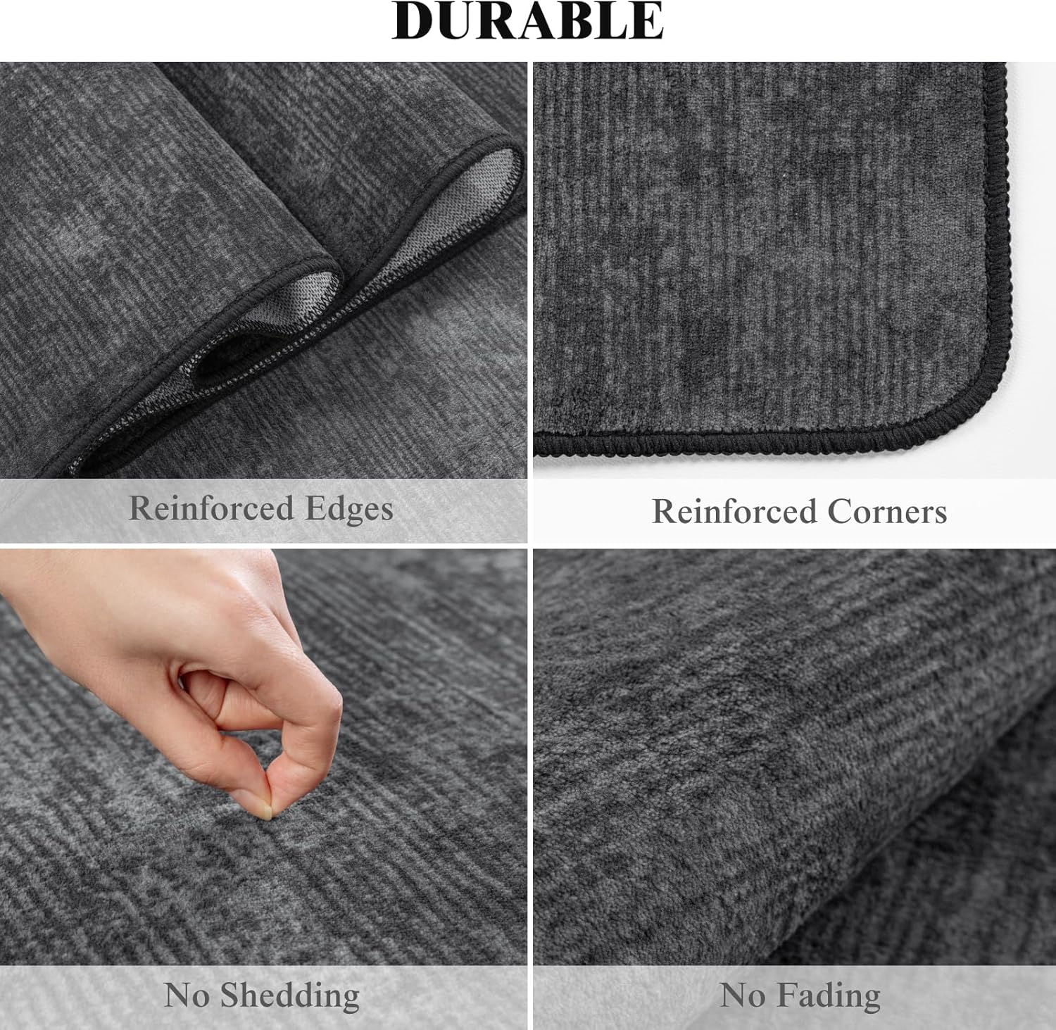 LIANLAM Washable Rug 8x10 Area Rugs for Living Room - Stain Resistant Non-Slip Backing Boho Rug for Bedroom,Durable & Ultra-Thin Vintage Large Area Rug(8x10,Black)