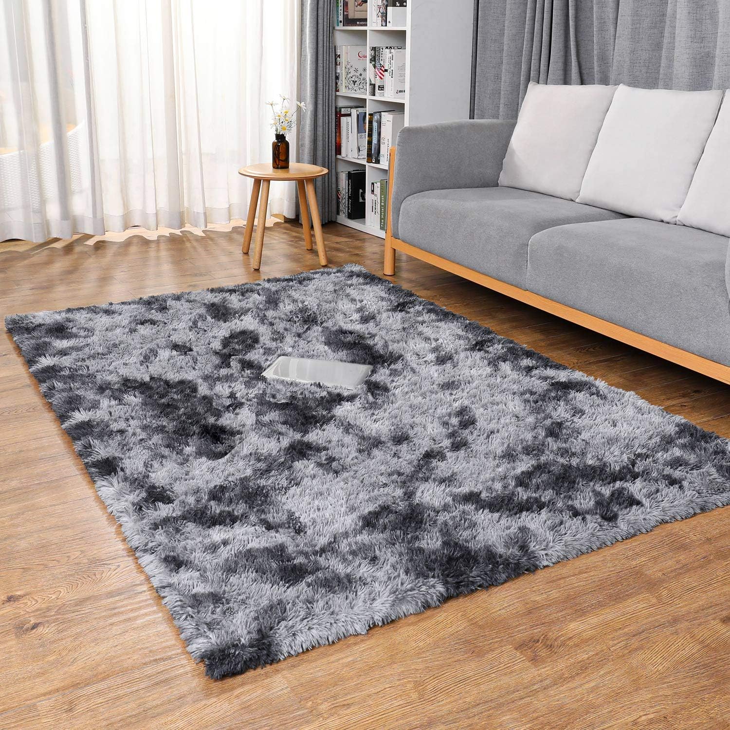 Ophanie Area Rugs 9x12 Living Room, Large Grey Bedroom Carpet, Big Shag Indoor Thick Soft Nursery Rug, Gray Fluffy Carpets for Boy and Girls Room Dorm Home Decor Aesthetic