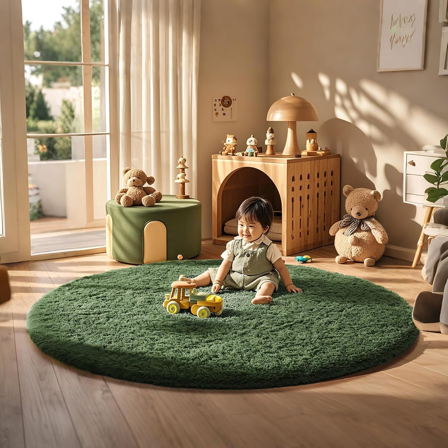 Ophanie Area Rugs 9x12 Living Room, Large Grey Bedroom Carpet, Big Shag Indoor Thick Soft Nursery Rug, Gray Fluffy Carpets for Boy and Girls Room Dorm Home Decor Aesthetic