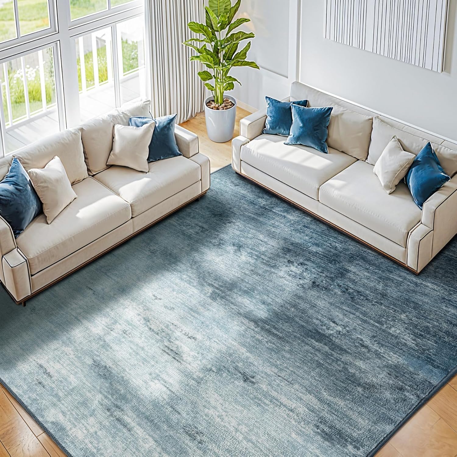 LIANLAM Washable Rug 8x10 Area Rugs for Living Room - Stain Resistant Non-Slip Backing Boho Rug for Bedroom,Durable & Ultra-Thin Vintage Large Area Rug(8x10,Black)