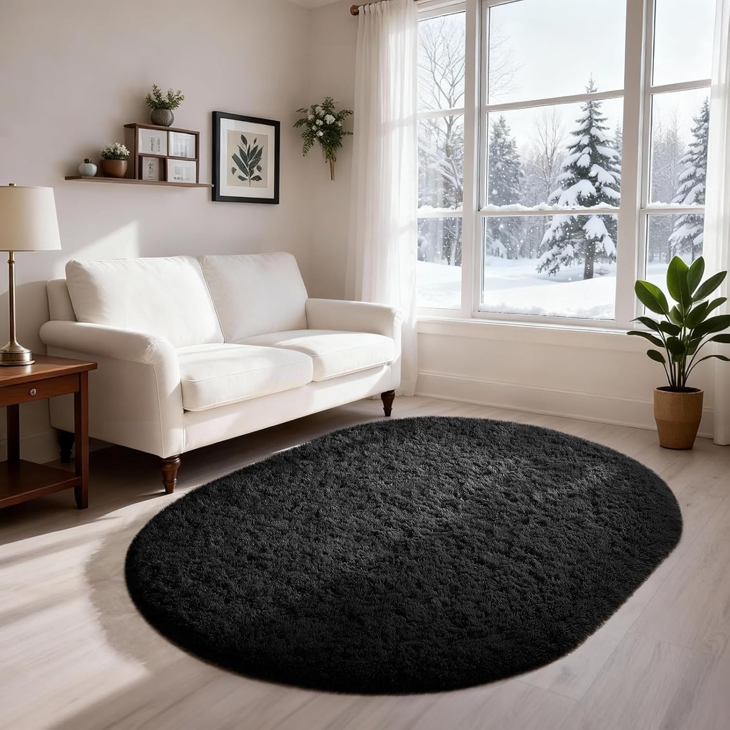 Ophanie Area Rugs 9x12 Living Room, Large Grey Bedroom Carpet, Big Shag Indoor Thick Soft Nursery Rug, Gray Fluffy Carpets for Boy and Girls Room Dorm Home Decor Aesthetic