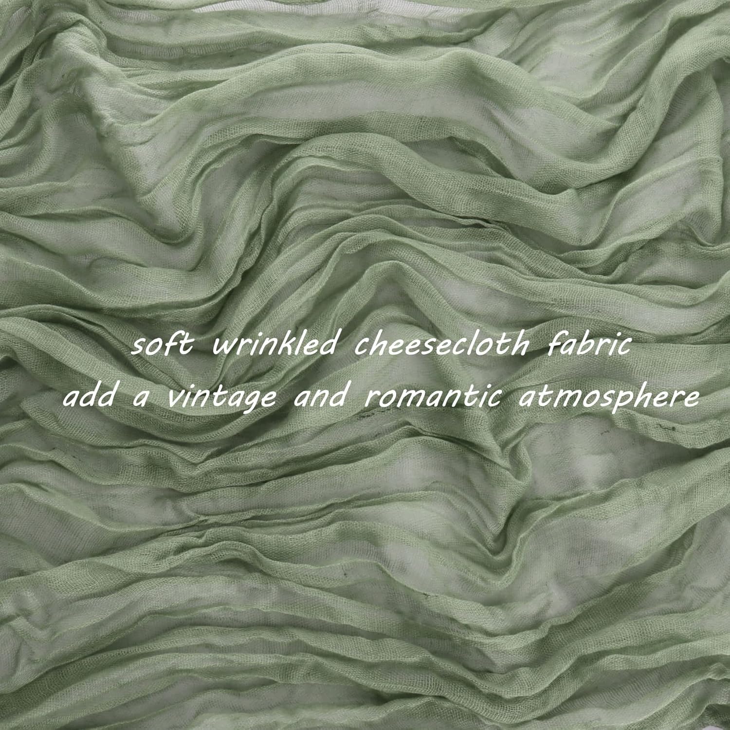 12 Pack 10Ft Cheesecloth Table Runner 35x120 Inch Boho Gauze Table Runner Cheese Cloth Long Romantic Table Runners for Wedding Bridal Shower Birthday Party Table Decor (Dusty Sage Green)