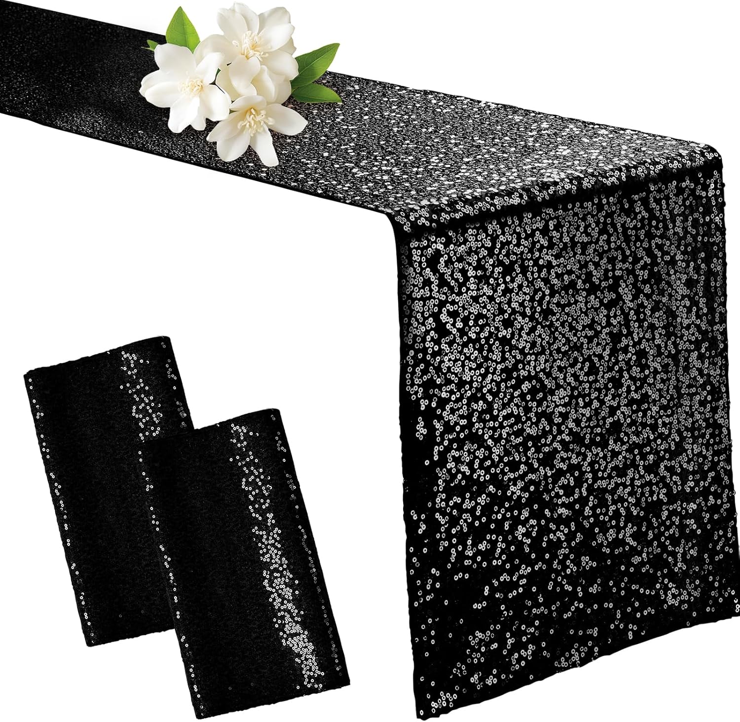 Aormenzy 12 Pack Silver Sequin Table Runner 12" x 72", Glitter Sparkle Sequin Runners for Birthday Party Wedding Banquet & Baby Shower, Party Table Decorations Supplies