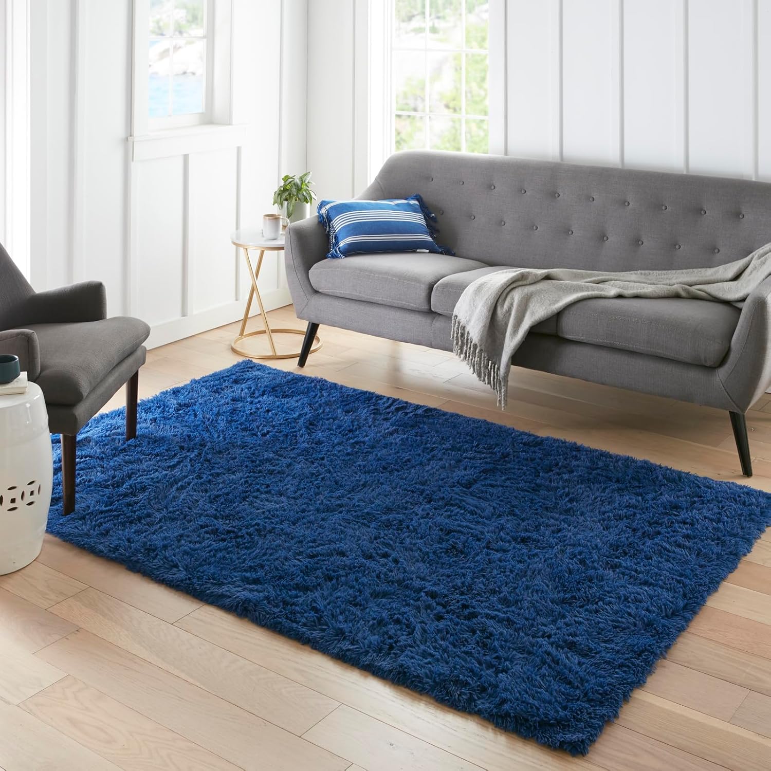 Ophanie Area Rugs 9x12 Living Room, Large Grey Bedroom Carpet, Big Shag Indoor Thick Soft Nursery Rug, Gray Fluffy Carpets for Boy and Girls Room Dorm Home Decor Aesthetic